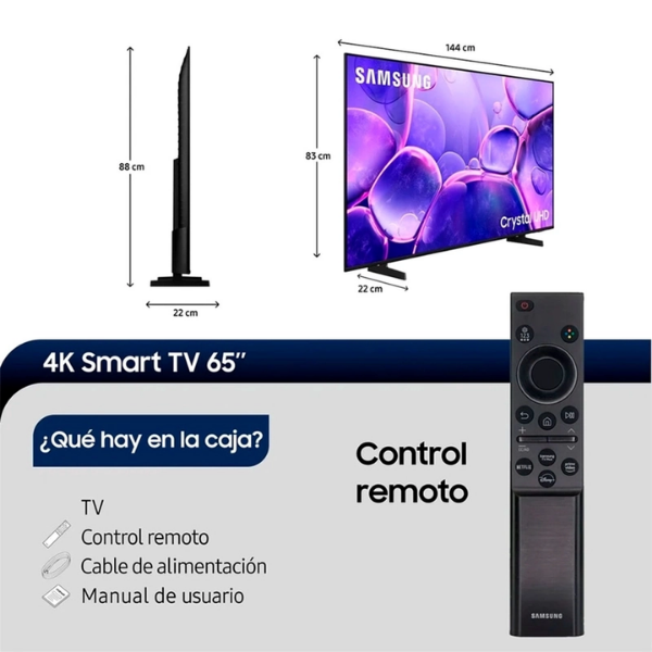 SMART TV SAMSUNG LED 4K UHD 65 CRYSTAL U8000F - Imagen 3