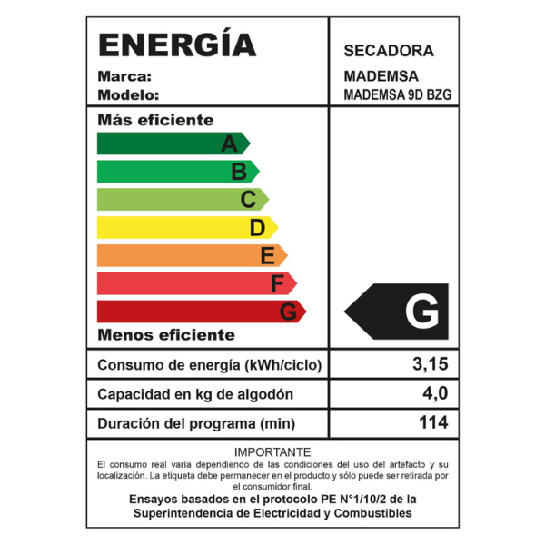 Secadora Mademsa 9D BZG - Imagen 6